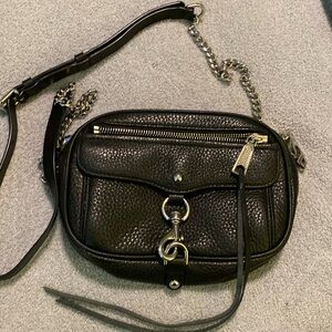 Rebecca Minkoff small black crossbody with chain accent strap